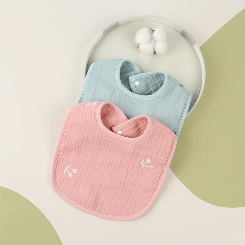 1pc Solid Colour Cotton Gauze Baby Bibs Ruffle Lace Infant Newborn Feeding Burp Cloth Saliva Towel Adjustable Bandana Drool Bibs