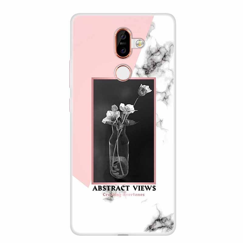 För Nokia 7 Plus Fodral Marmor Mjuk Silikon Baksida Telefonfodral Modefodral Coque Nokia7 Plus Stötsäkert Fundas