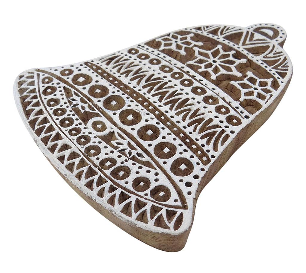 Jingle Bell Stamp Block print Hand carved Printing Block Wooden Textile