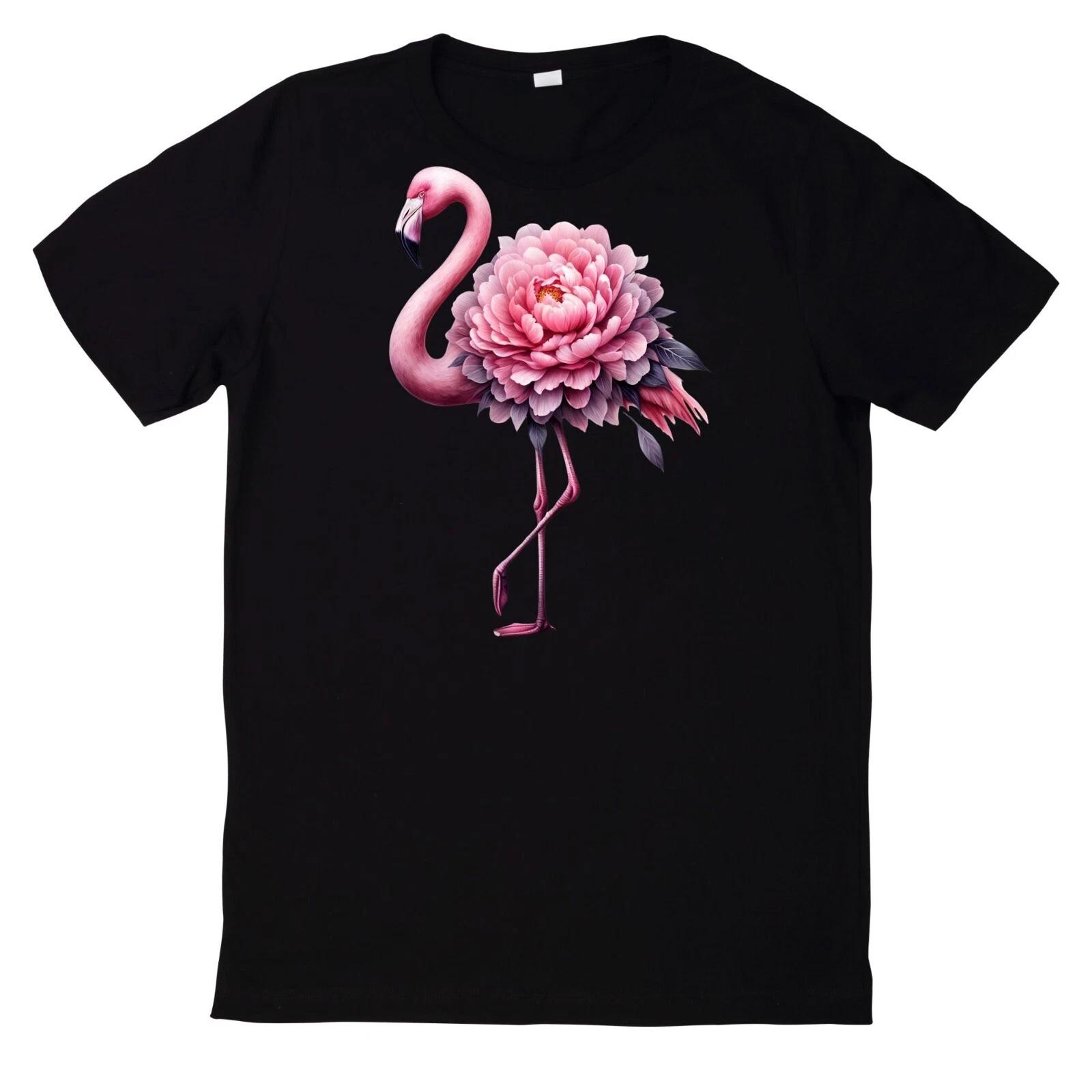 T-Shirt Rosa Blumen Flamingo Motiv XS