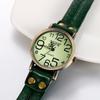 JewelryWe Antique Leather Band Wristwatch with Numeric Analog Quartz for and Perfect for Commuting and Cute and Available in Three Green Colors