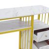Marble Texture Nail Desk - 3 Drawers Manicure Table with Open Shelf 66LBS Load-Bearing Salon Desk for Home/Salon/Spa+