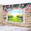 Балконное окно пейзаж гобелен настенный в стиле бохо простыня диван одеяло эстетика гостиная спальня украшение стены