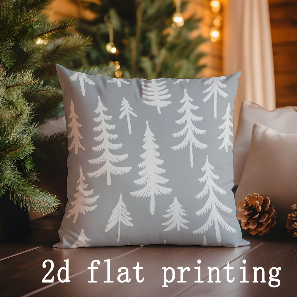 Home Decor Christmas Gnomes and Pine Tree Pillow Covers Pattern Cushion Cover Suitable for Sofa Bedroom Car Pillow Cover
