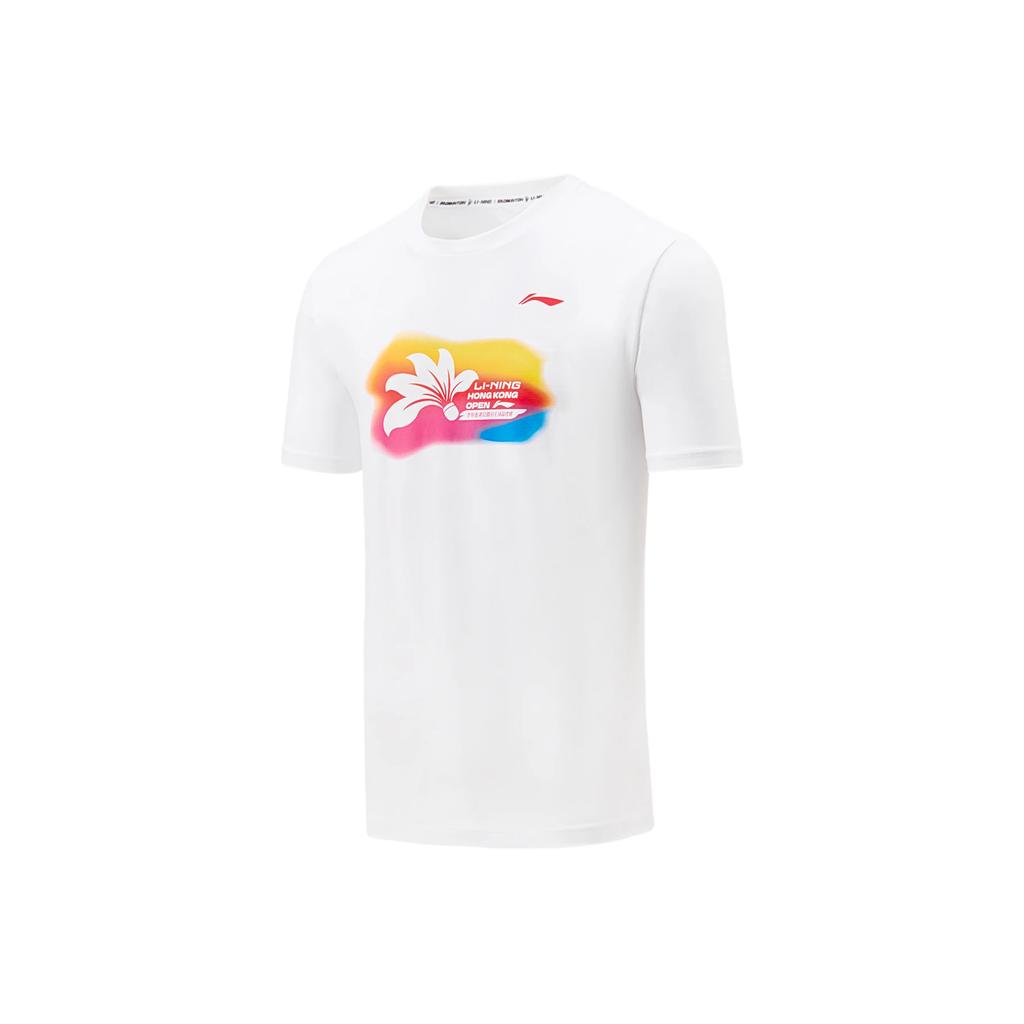 Li Ning Badminton Series Printed Letter Crew Neck Breathable Short Sleeve T-Shirt Unisex Tops AHSVE71-2