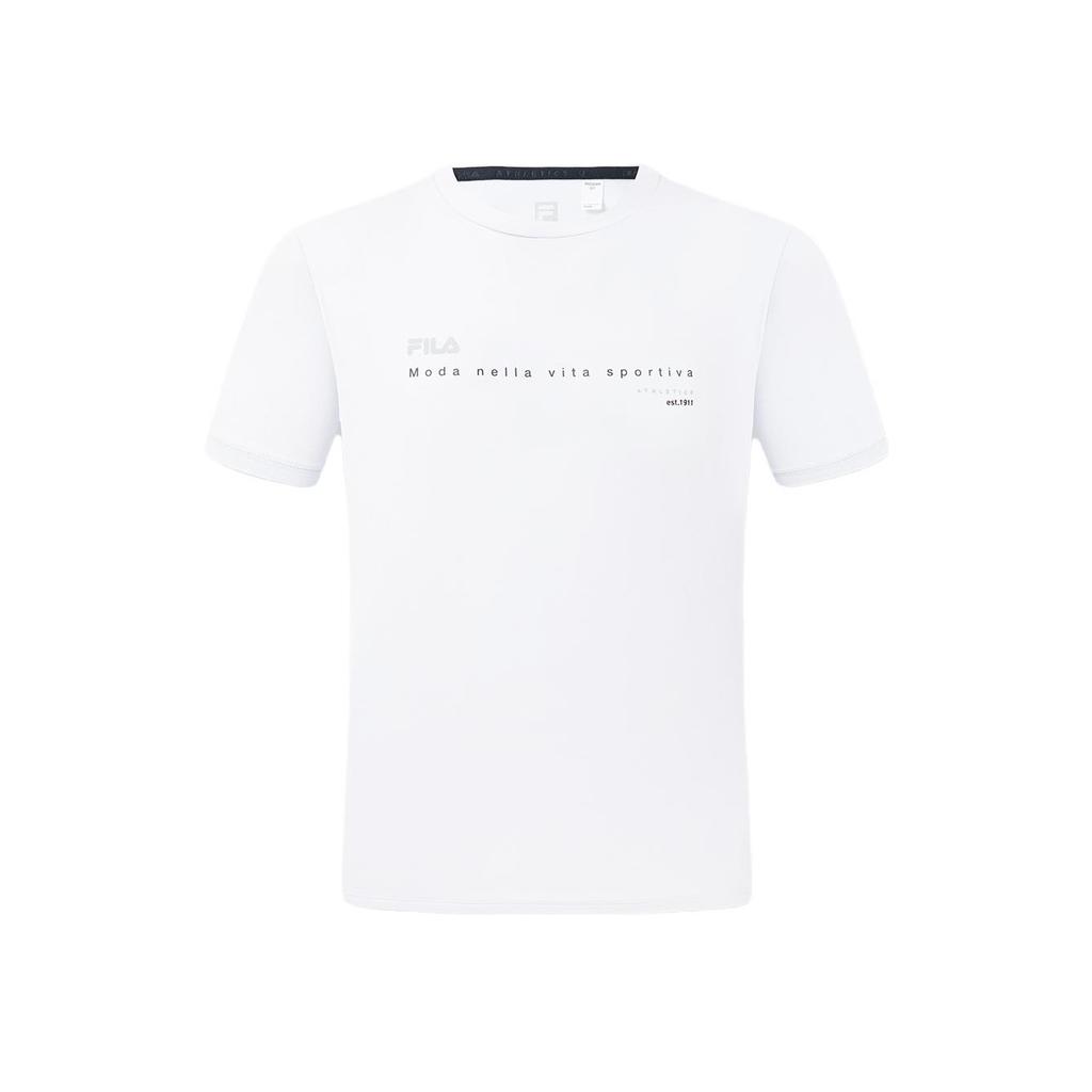 FILA Simple Knit Crew Neck Printed Short Sleeve T-Shirt Men Tops White A11M321109FWT