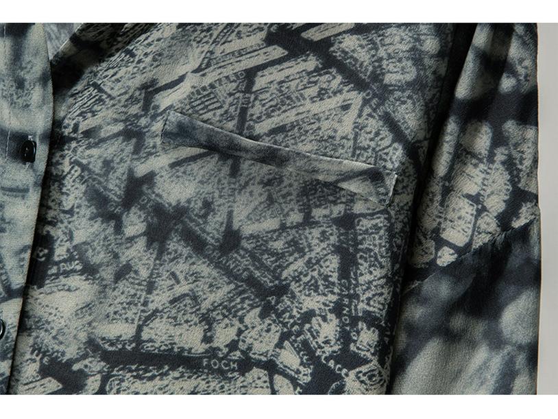 Women's Retro Print Mulberry Silk Long Sleeve Shirt - Spring New Arrival, Mid-Length & Loose Fit