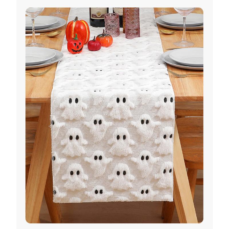Black Eye Ghost Embroidered Doublesided Table Runner For Party Decor And Event Displays