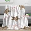 Leopard Print Star Flannel Blanket - Bed, Sofa, Office, Travel, Gift, Decor, Chair, Cozy and Warm, Christmas