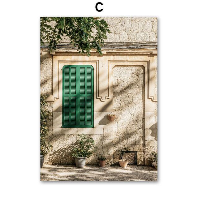 Sonnenschein-Innenhof Kaffee Zitronenblätter Landschaft Poster und Drucke Leinwandmalerei Nordische Wandkunst Bilder Wohnzimmerdekor
