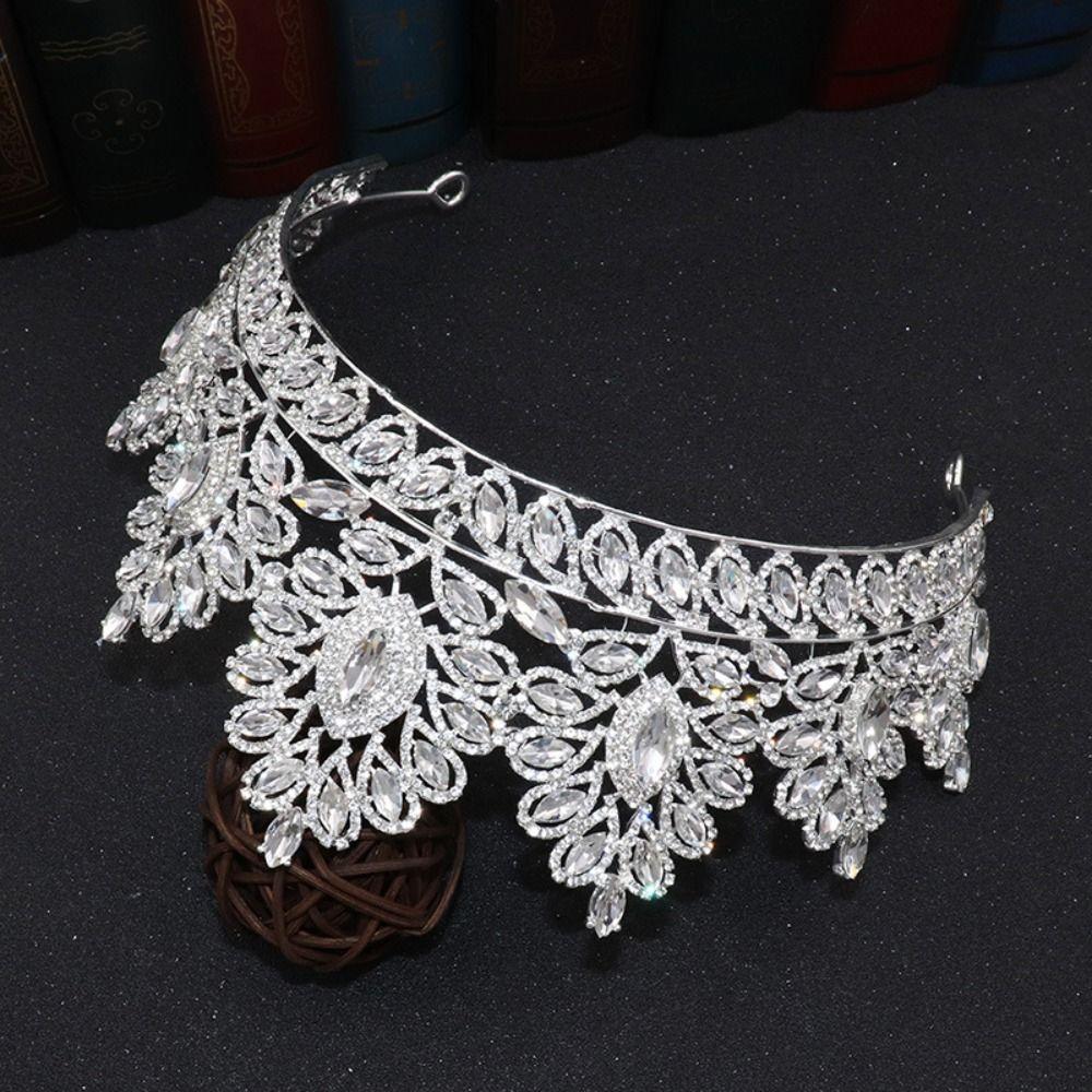 Luxury Baroque Queen Tiaras Sparkling Bridal Headwear Rhinestone Pageant Diadem  Photography Props