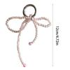 Delicate Keychain with Beaded Bowknot Phone Charm Unique Keyring Cute Pendant for Car Bag Wallet Backpack