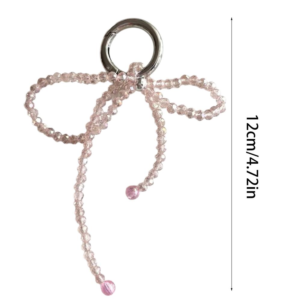 Delicate Keychain with Beaded Bowknot Phone Charm Unique Keyring Cute Pendant for Car Bag Wallet Backpack
