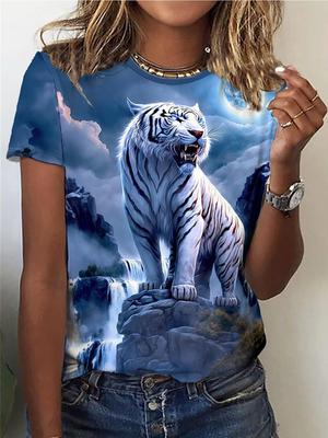 Summer Animals Lion Tiger Wolf 3D Print T-shirts Women Streetwear Fashion Y2k Short Sleeve T Shirt O-neck Tees Tops Clothing
