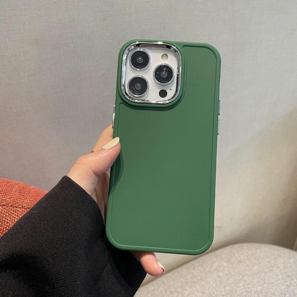 Solid Color Simple Electroplating Frame Is Suitable for Apple 14Ppromax Mobile Phone Case iPhone13 Matte 12 Anti-drop 11 Soft