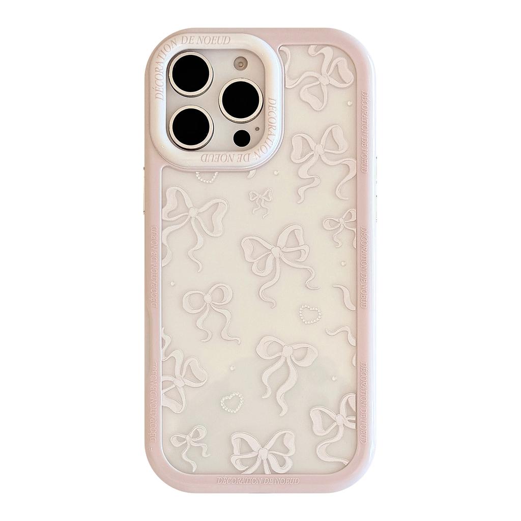 Princess Style for IPhone16 for Apple 15 Phone Case 14ProMax Pearl Bow 17 Acrylic Anti-fall