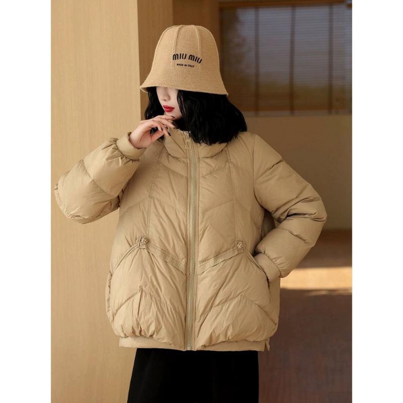 Spring down jacket women's loose and thin stand-up collar short warm white duck down jacket spring new