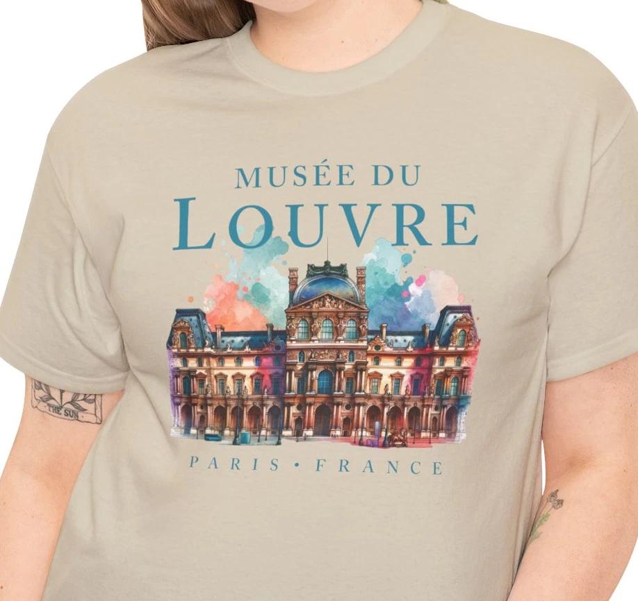 Musée du Louvre watercolor illustration T shirt | Paris landmark tee L