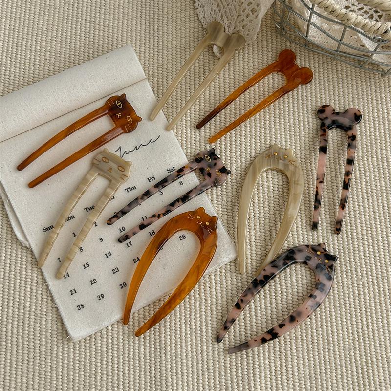 Vintage Französische U-förmige Acetat-Haarnadel für klassische Hochsteckfrisuren