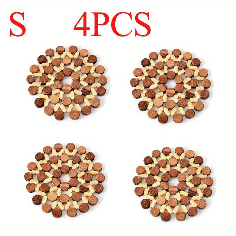 Round Bamboo Heat Coasters Pot Holders Table Decor Non-Slip for Coffee Ten Cups Durable Woode Desk Mats Hot Pans Water Cup Mat