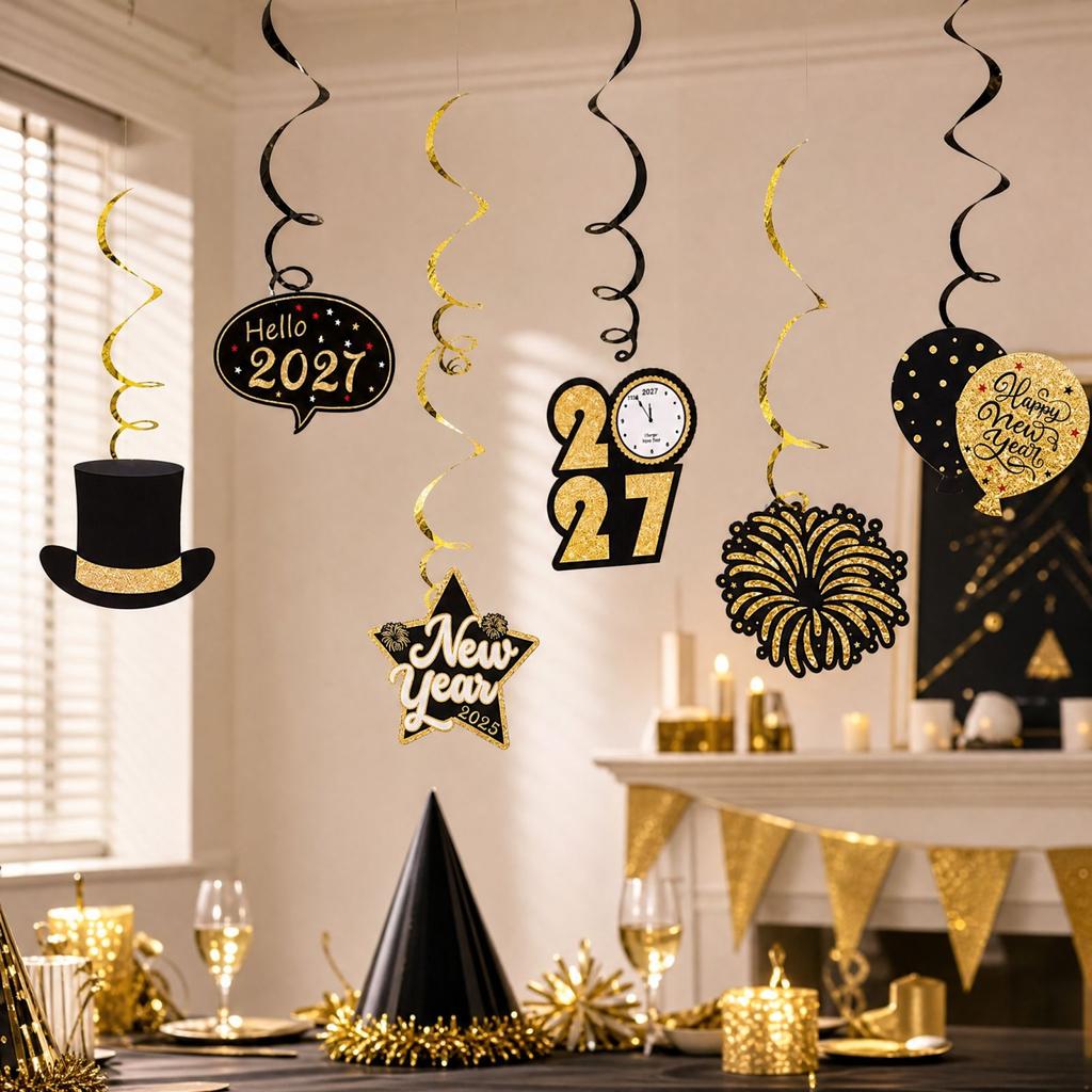 New Year's Eve Party Decorations Hanging Ornaments 6 Pack