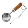 Cuillère doseuse en acier inoxydable, fond plat, tasse doseuse suspendue, antirouille, avec manche en bois, outils de mesure du café pour la cuisine