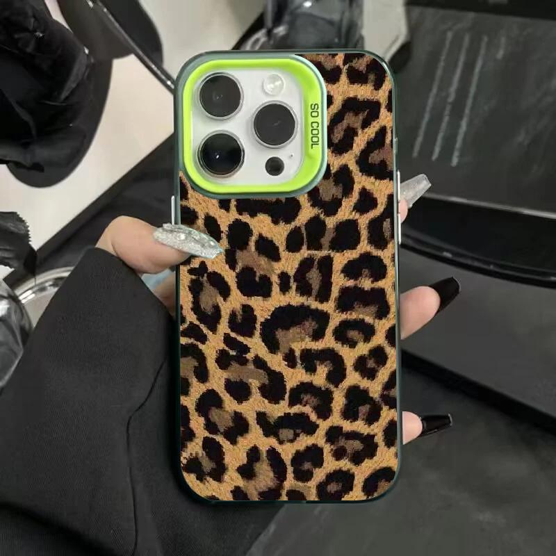 Braune Leoparden-Anti-Drop-Panzerungs-Telefonhülle für iPhone 15 Pro Max 14 13 12 11 Pro X XR XS 7 8 Plus SE Linsenschutz-Beschichtungsabdeckung