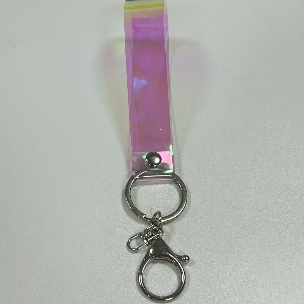 Custom Laser Iridescent PVC Triangle Buckle Phone Lanyard Keychain Pendant