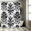 Black White Damask Shower Curtain Waterproof Bath Fabric Decorative Long Bathroom Shower CLOTHS Home Garden Decor Set of 1 Panel