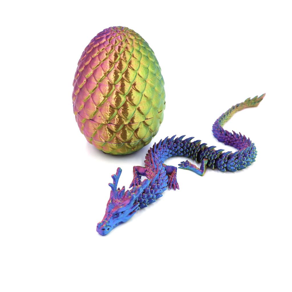 3D Printed Articulated Chinese Dragon Egg Ornament - Toy Figurine Gift Handicraft