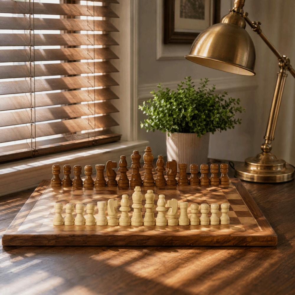 Wooden Material Wooden Chessmen Smooth Finish International Chess Staunton Chess Set Adult