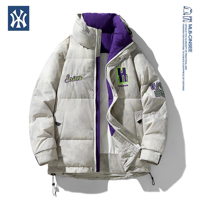 

Мужской модный пуховик с эффектом потертости на зиму 2025 года, совместный бренд MLB & NY Extra Large