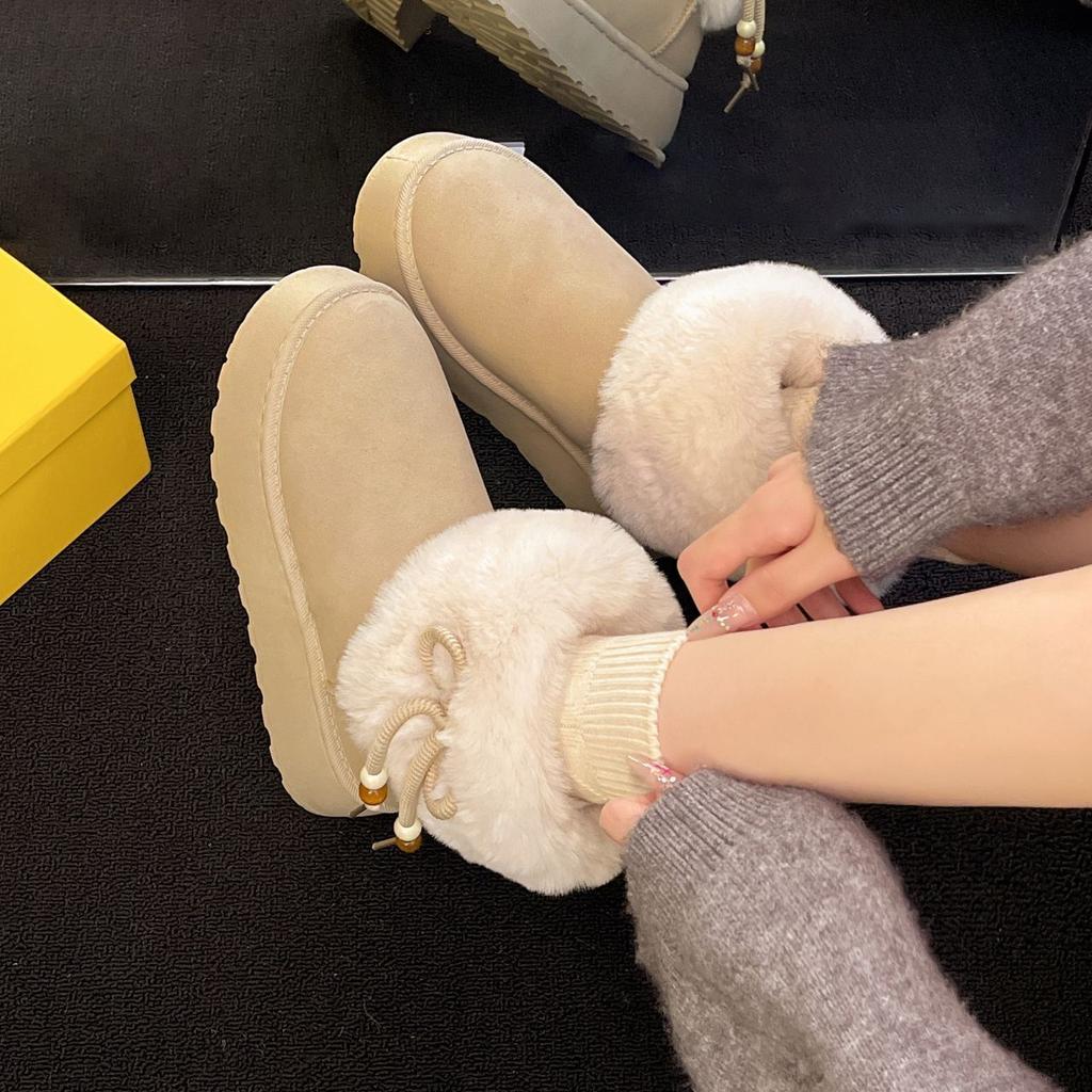 Niche Comfortable Versatile Fluffy Snow Boots Women's Autumn and Winter 2025 New Korean Version Thick-soled Lazy Short Boots