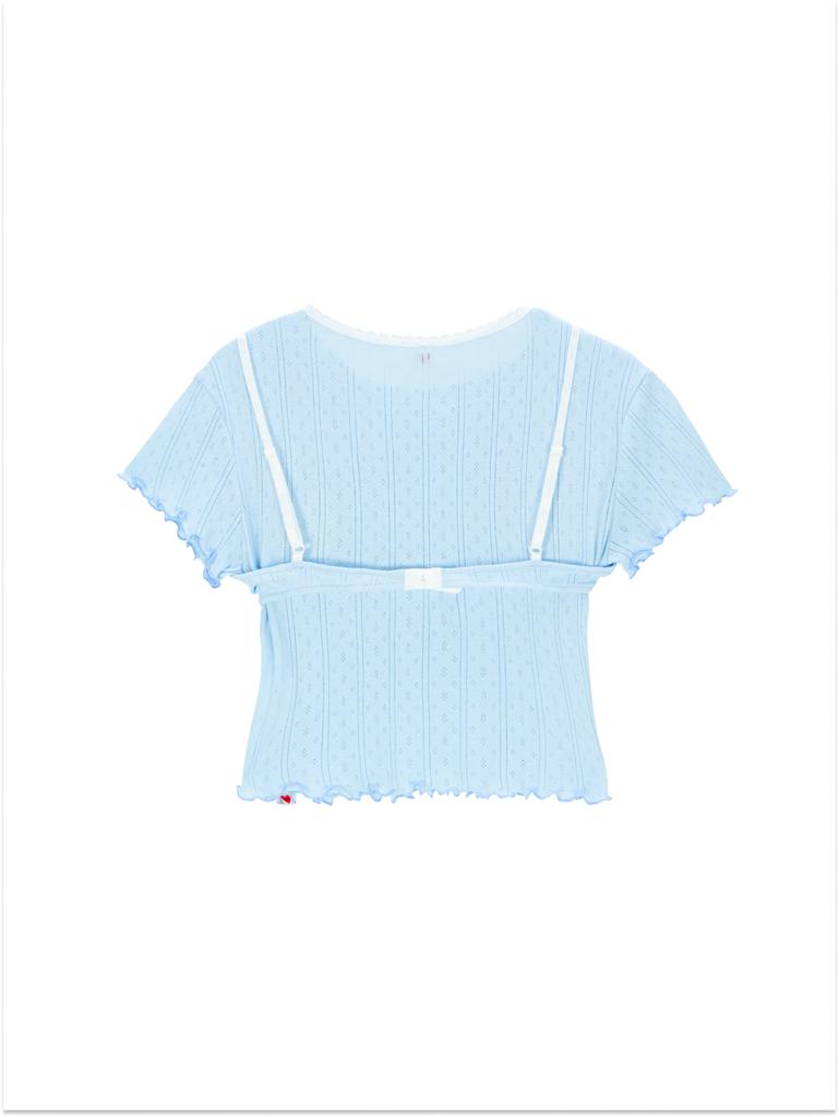 ASIF CALIE Lovely Eyelet Bra T-Shirt Set Blue
