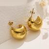 Chic Retro Gold C-Shaped Titanium Stud Earrings - European & American Style