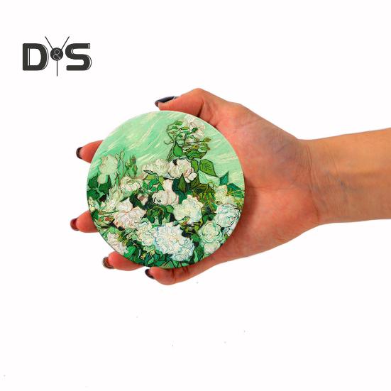 Saugfähige Unterlage für Kieselalgen-Schlammwaschbecken, Tassenuntersetzer, rutschfest, isolierend, rutschfest, wasserabsorbierend, verbrühungshemmend, Tischdekoration, Tasse mit Blumendruck