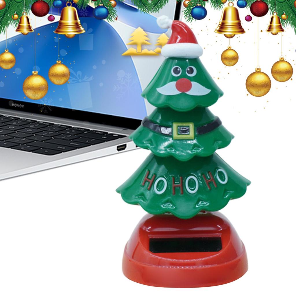 Solar Powered Dancing Christmas Tree Swinging Novelty Toy Desk Decor for Windowsill Car Dashboard Festive Party Decoration Gift