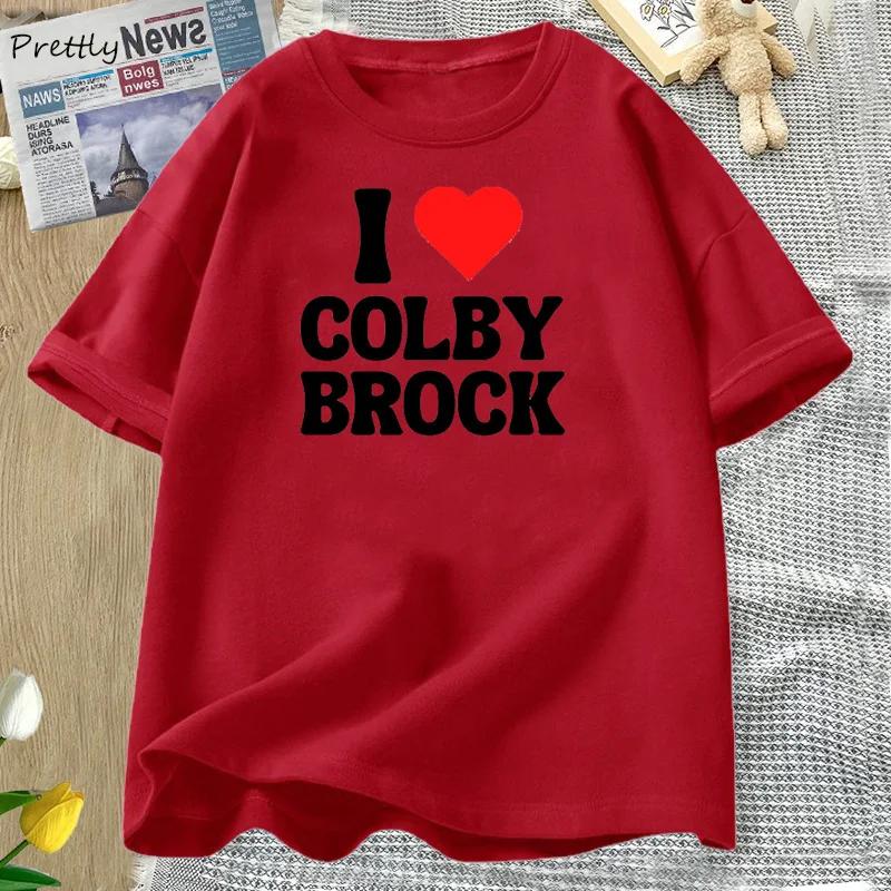 

I Love Herat Colby Brock Sam and Colby Tshirts Cotton Short Sleeve Tshirt Casual 90s Aesthetic Clothing Y2K Babydoll Shirt S