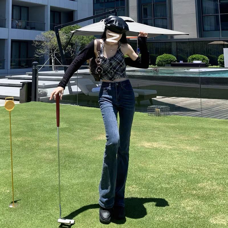 

Korean Autumn Slim-Fit Flared Women s Jeans - Trendy, Versatile, Elastic, Loose, Straight Trousers Extra Large темно-синього кольору