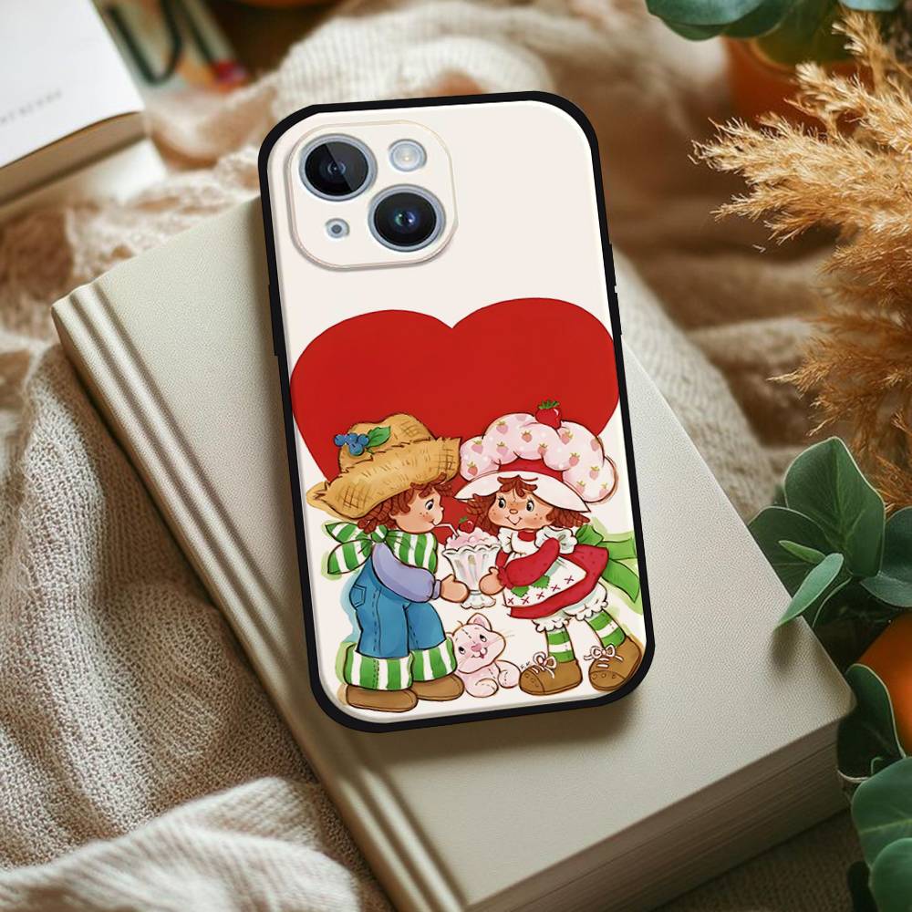 Strawberry S-Shortcake Phone Case For IPhone 1716 15 14 13 Pro Max 11 12 Mini X Xs XR Black Silicone Cover