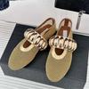 Mesh Mary Jane Single Shoes Women's Fashionable Metal Buckle Flat Comfortable Ballet Dancing Shoes