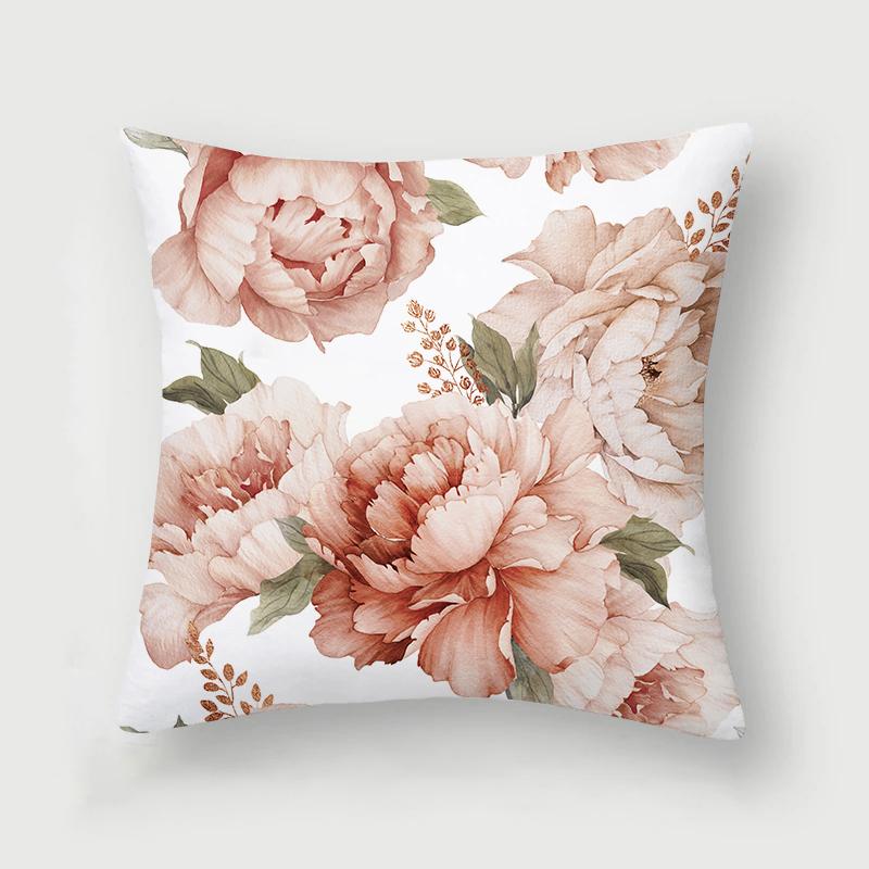 Rose Collection Floral Print Pattern Cushion Cover Home Living Room Sofa Decoration Square Polyester Pillow 45X45Cm