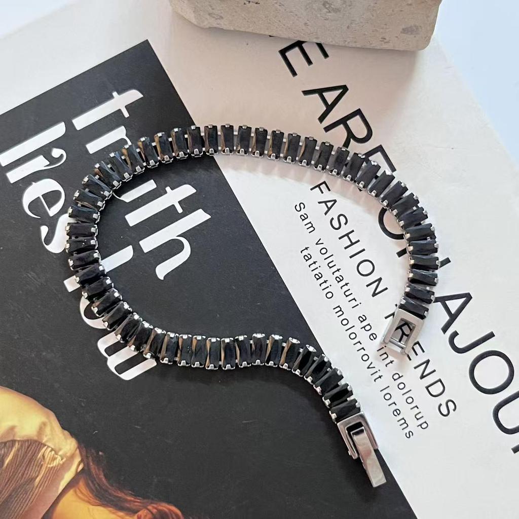 Stainless Steel Zircon Unisex Bracelet - European & American Style