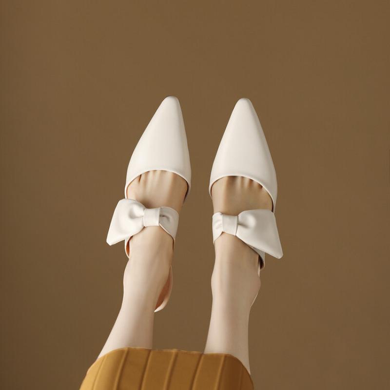 Summer women's bag head slippers casual high-heeled slippers women's black pointed cool slippers new foot cover rubber soft sole