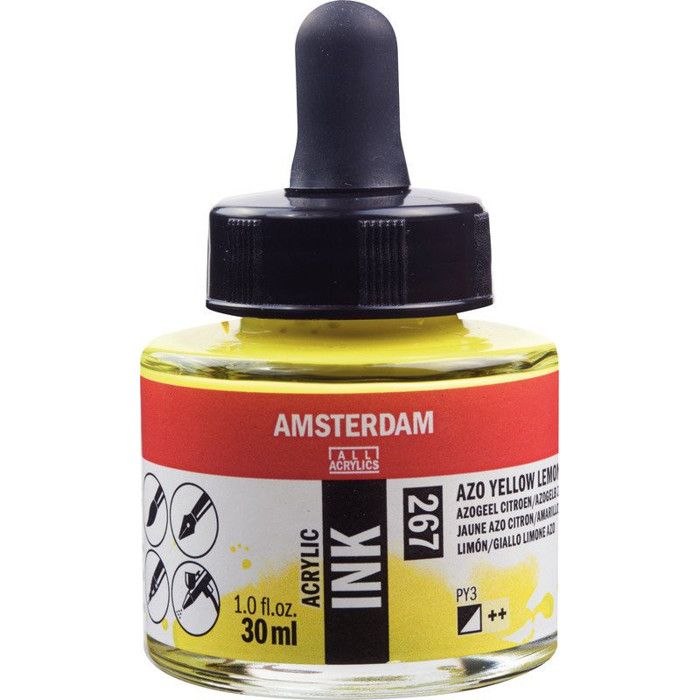 Acrylic Ink Amsterdam 30ml Bottle of Acrylic Ink, Lemon Azo Yellow