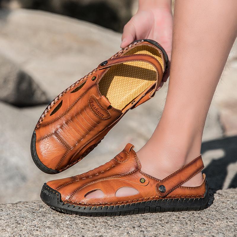 38-48 Sandalias de Playa de Cuero de Verano para Hombre Talla Grande