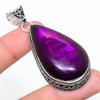 Natural Purple Labradorite Gemstone 925 Sterling Silver Pendant 2.48" e9v26