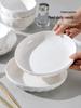 Pure White Ceramic Tableware Set: Dinner Bowls, Rice Bowls, Plates, Dishes, and Double-Ear Soup Bowls for Home Use.