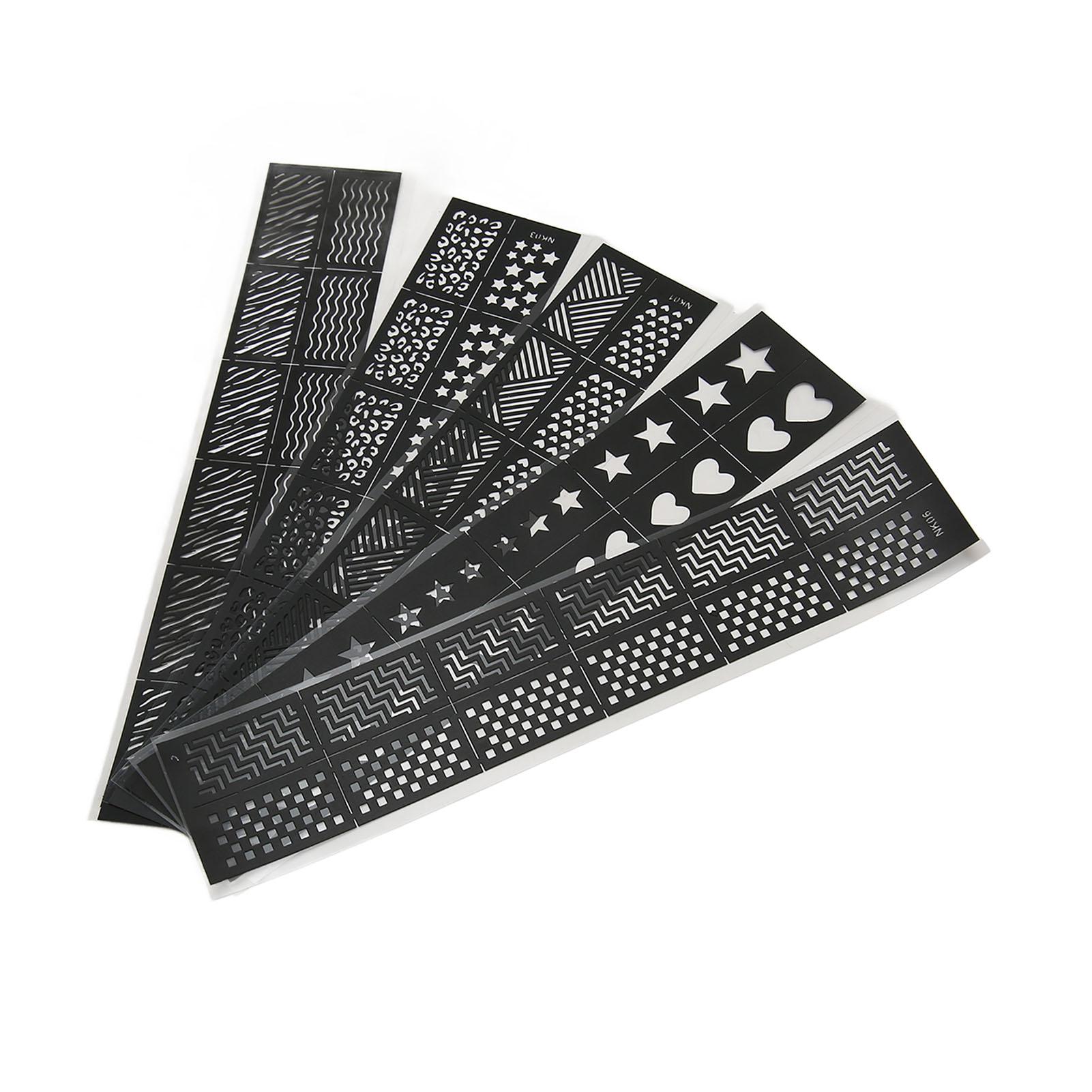 

5 листов шаблонов для печати на ногтях, разные узоры, ажурные наклейки для ногтей, трафарет для штамповки