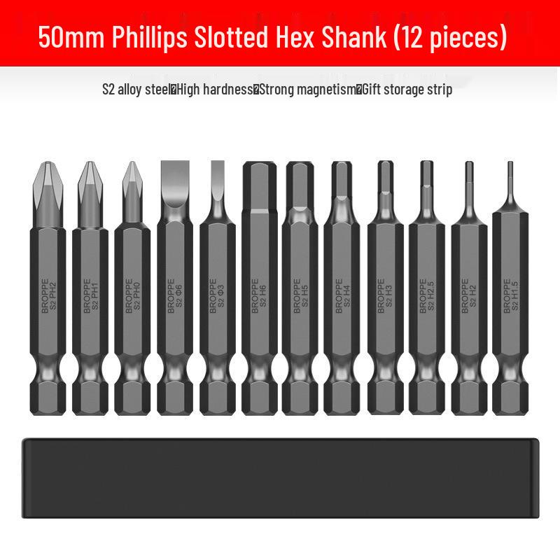 Compact Electric Screwdriver Bit Set: Phillips, Slotted, Torx, Hex, Strong Magnetic Power Drill, S2 Magnetic Bits.